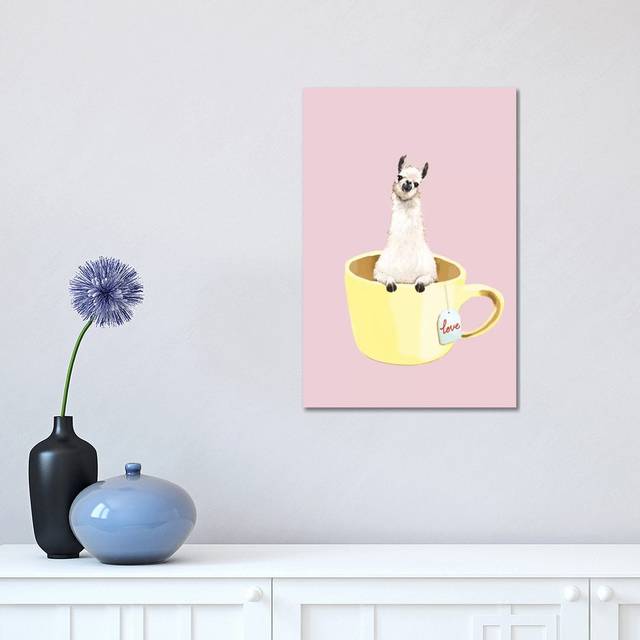 Llama in Cup by Big Nose Work - Wrapped Canvas Art Prints (30.48 cm H x 45.72 cm W)
