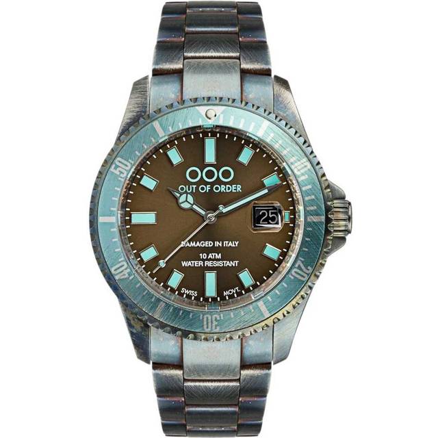 Out of Order Casanova Ultra Distressed Quartz Brown Dial Steel Strap Men's Watch OOO.001-27.TU.MS
