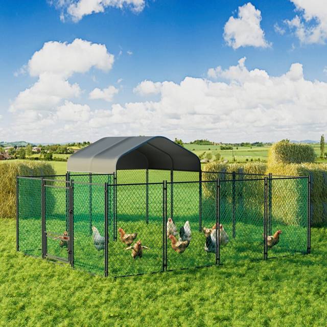 Outdoor Large Metal Chicken Coop Pen Cage Walk-in Poultry Run Coop