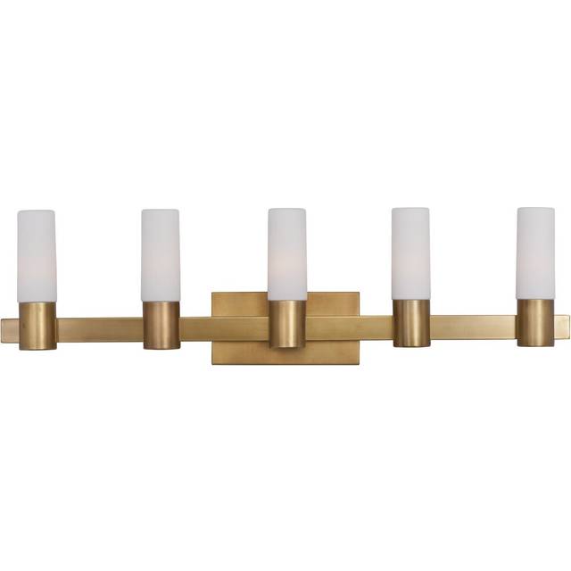 Roche 5-Light Vanity Light - Natural Aged Brass (25cm H X 93cm W X 10cm D)