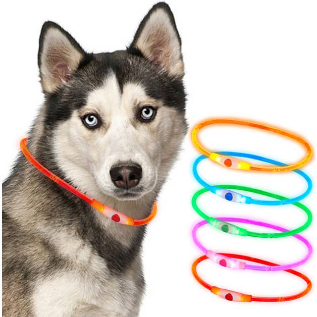 Cut to Size LED Dog Collar Light Up Safety Collar - Red