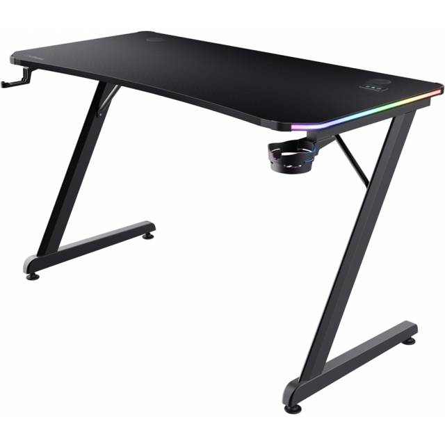 Trust Gxt709 Luminus Black Gaming Desk With Adjustable Rgb Led Lighting - One Colour