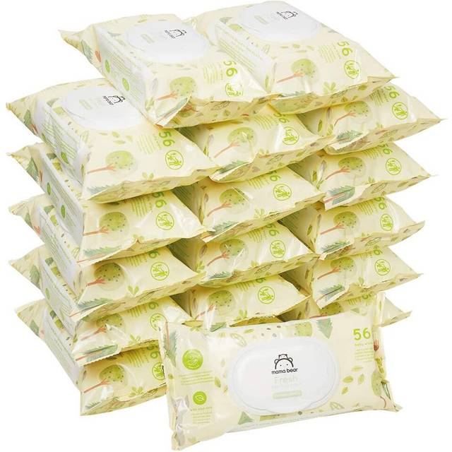 Amazon brand - mama bear fresh lightly fragranced baby wipes, 1008 count (18 pac