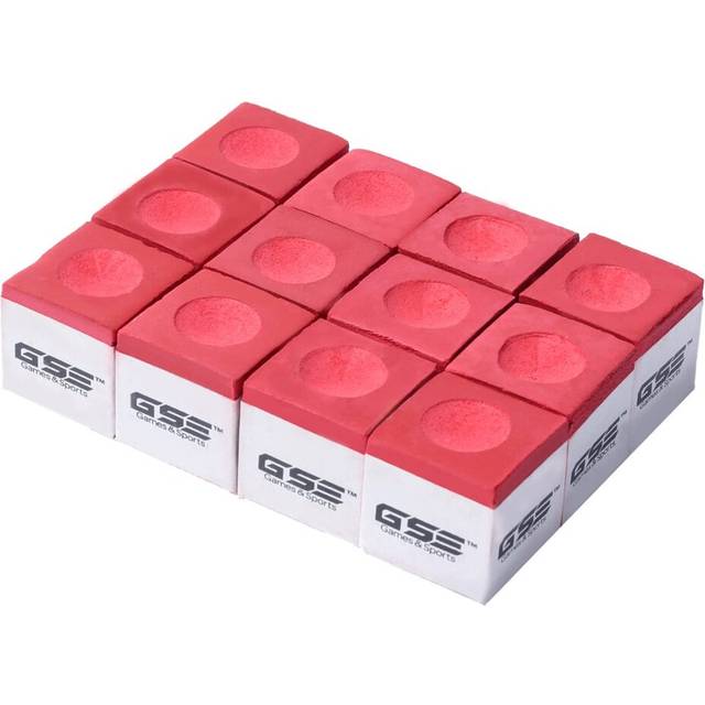 GSE 12-Pack Billiard/Pool Cue Chalks, Billiard Pool Table Accessories for Home/Tournament Use (Red)