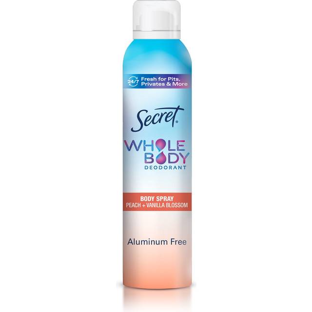 Secret Whole Body Deodorant for Women  Peach & Vanilla Scent  Aluminum Free Deodorant Spray  72 HR Odor Protection  3.5 oz