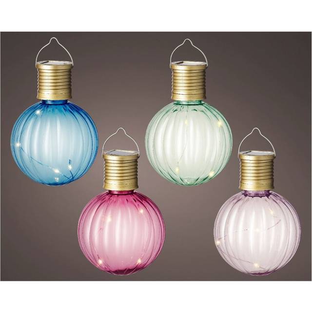 Hanging Solar Lights Set Of 4 Bright Coloured Garden Solar Bulbs LEDs