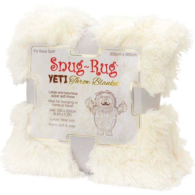 Snug Rug Yeti Lyxig djup lugg fuskpäls filt fluffig mjuk mysig varm filt för säng soffa och soffa stol – gigantisk tungvikt 2,5 kg – king size 200 x 220 cm (6,5 fot x 7,2 fot) polvit/kräm