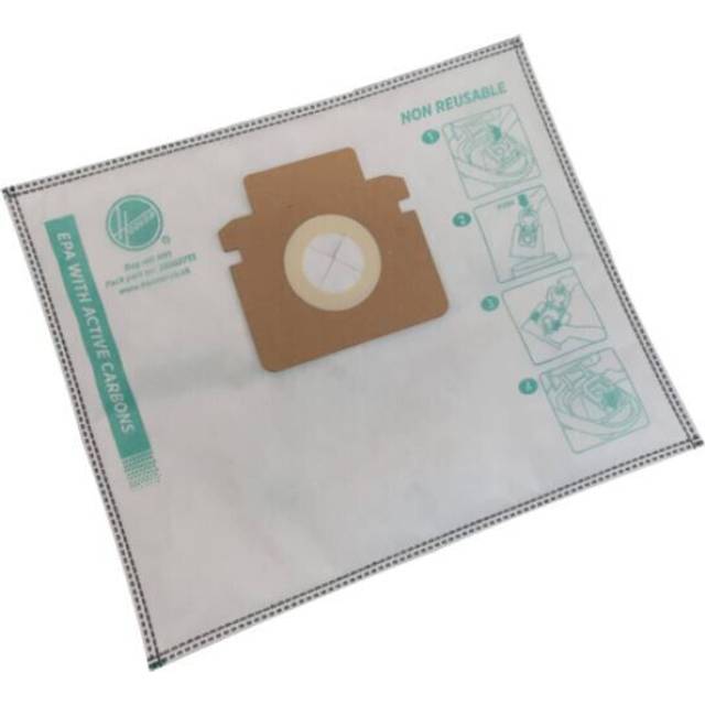 H91 Vacuum Cleaner Bags, Original, Microfiber, Pure EPA, Active Carbons, Anti-Odor, Extra Filtering, Compatible with Hoover H-ENERGY 300, 4 Pieces