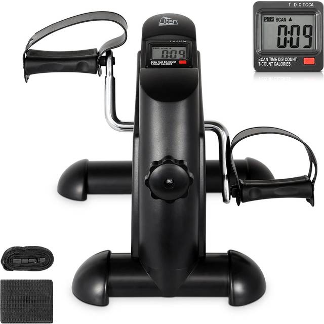 Uten Mini Exercise Bike  Under Desk Bike Pedal Exerciser  Under Desk Bike  Arm & Leg Peddler Machine with LCD Screen Displays  Portable Cycle Cool Bla