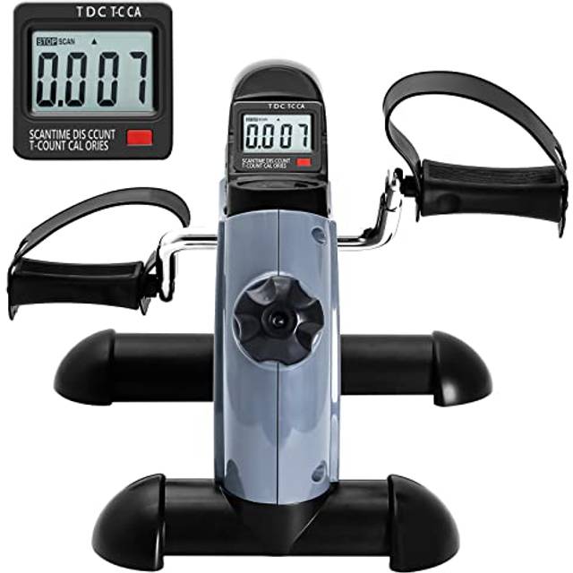 Mini Exercise Bike  himaly Under Desk Bike Pedal Exerciser Portable Foot Cycle Arm & Leg Peddler Machine with LCD Screen Displays (Gray'')