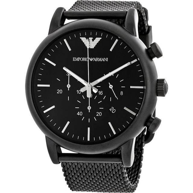 Emporio Armani AR1968 Black Dial Chronograph Men's Watch 46 svart