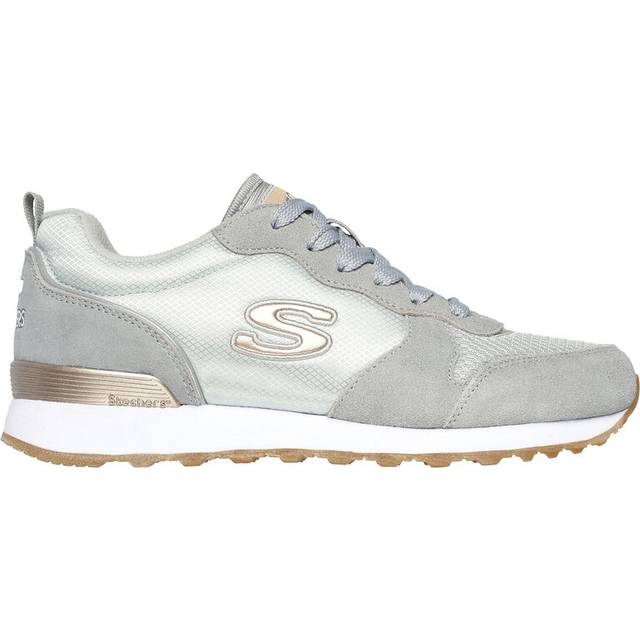 Skechers dam Og 85 Gold'n Gurl Sneakers, Ljusgrå mocka nylon nät ros guld trim, 37 EU