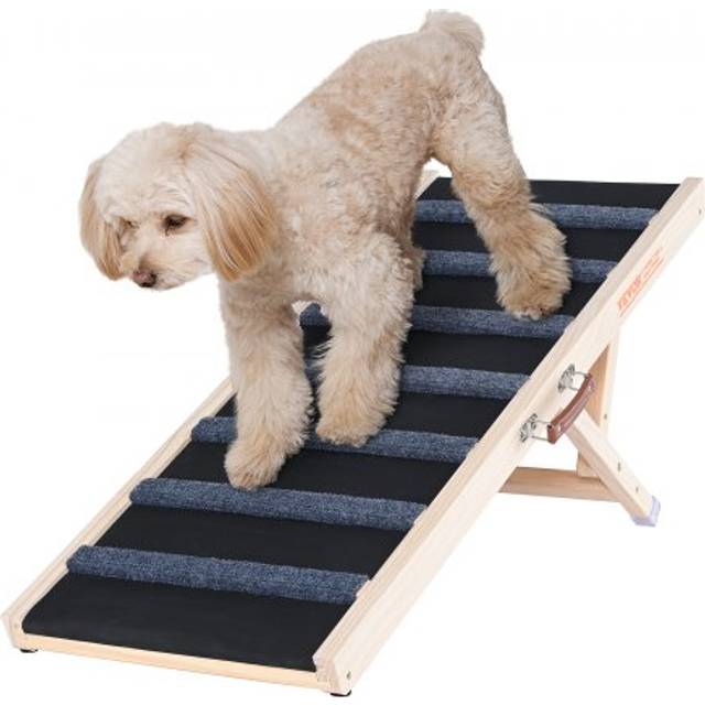 VEVOR Dog Ramp, Folding Pet Ramp for Bed, Adjustable Dog Ramp for Small, Large, Old Dogs & Cats, Wooden Pet Ramp with 39.3" Long Ramp, Adjustable from 15" to 22", Suitable for Couch, Sofa, Car