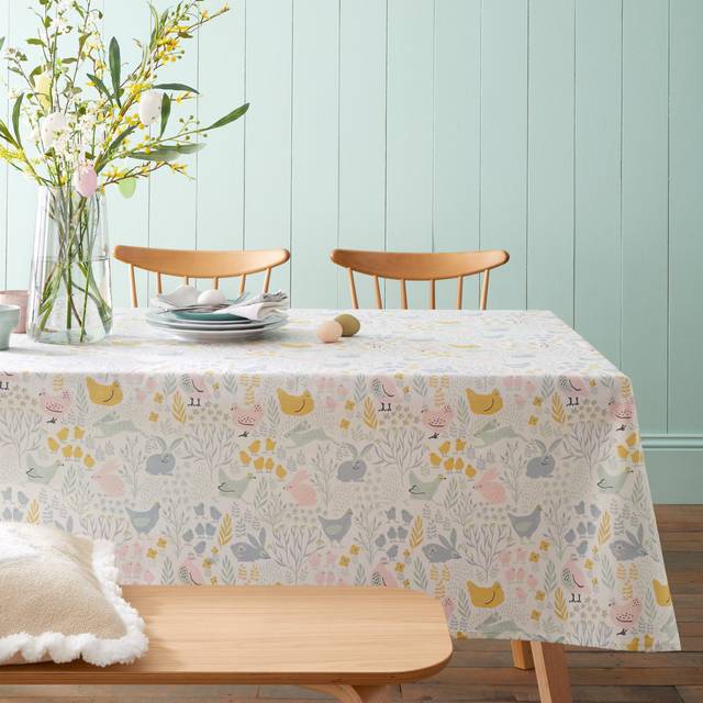 Cottage Friends Table Cloth - Grey;Beige;Pink (137cm W x 229cm L)