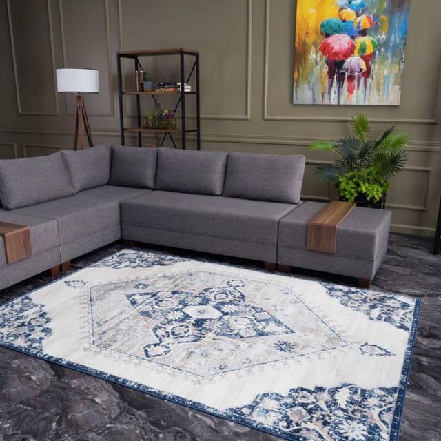 The Rugs Montana Moroccan Design In Navy 80X150 Cm Living Room Rug, Blue