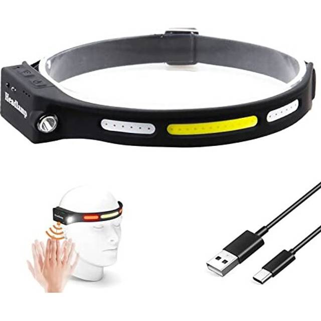 XLENTGEN Head Torch Rechargeable 1000 Lumens 230? Wide Beam COB Headlamp with Red Light, 5 Modes Motion Sensor Head Lamp, Waterproof Lightweight