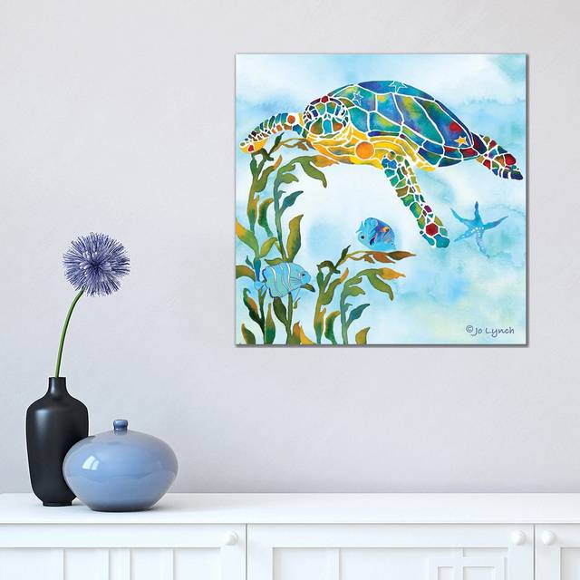 Sea Turtle Kelp Fish by Jo Lynch - Wrapped Canvas Art Prints (45.72cm H x 45.72cm W)
