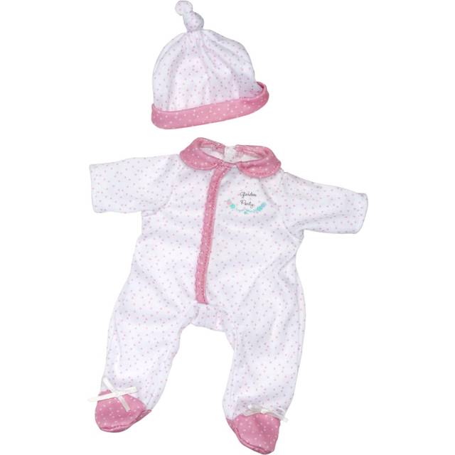 "JC Toys | Berenguer Boutique | La Baby Doll Outfit | 2 Piece White and Pink Onesie|Washable| Ages 2+ | Fits Dolls 9""""- 12"""""