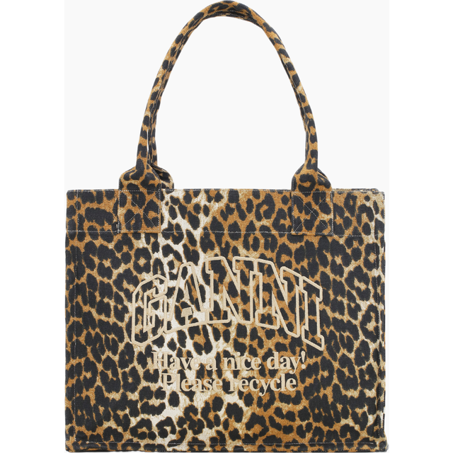 Leopard Large Shopper Tote Bag - Embracing its Nordic heritage without limiting itself to traditional minimalism, Ganni seeks a more effortless and playful approach to design. Leaving plenty of room for experimentation, the label's fresh approach to femininity injects bold colour palettes and comfortable fits into your everyday wardrobe.