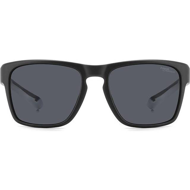 Polaroid Rectangle Mens Matte Black Grey Polarized High Contrast PLD 7052/S - One Size