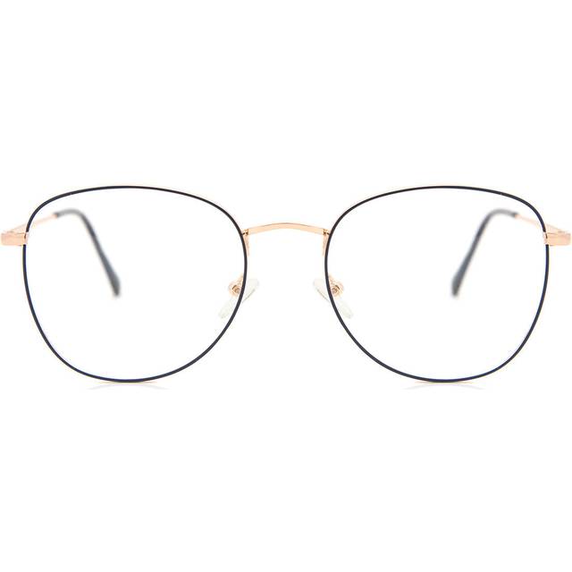 Oval Full Rim Metal Men&#39;s Prescription Glasses Online Blue Size 55 - Free Lenses - Blue Light Block Available - SmartBuy Collection - Gold (55)