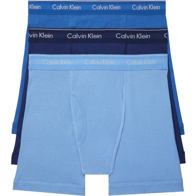Calvin Klein Men's Stencil Logo Cotton Stretch Boxers Blue, Baby Blue & Navy (3 Pack) - Size: 32/34