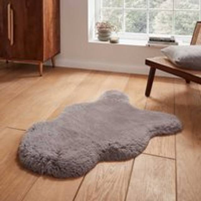 Think Rugs Super Teddy Silver Rectangle 060 x 090cm Polyester Plain Shaggy Single Sheepskin, Green