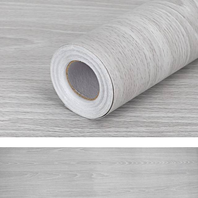 "17.7"""""""" x 355"""""""" Grey Wood Contact Paper Wallpaper  PVC Self Adhesive Peel and Stick Wall Paper  Easy to Clean Decorative Wall Covering"