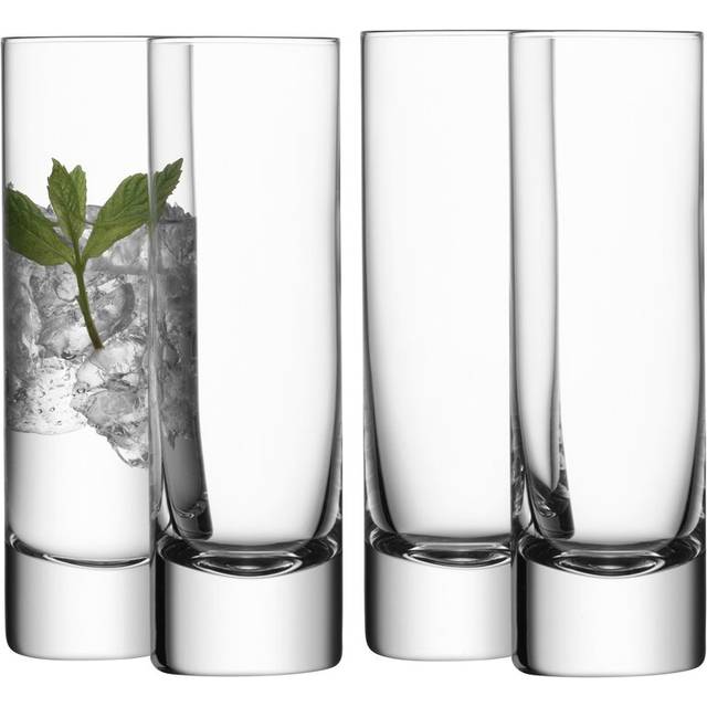 LSA International Bar Long Drink Glass 250 ml Clear | Set of 4 | Mouthblown and Handmade Glass | BR09