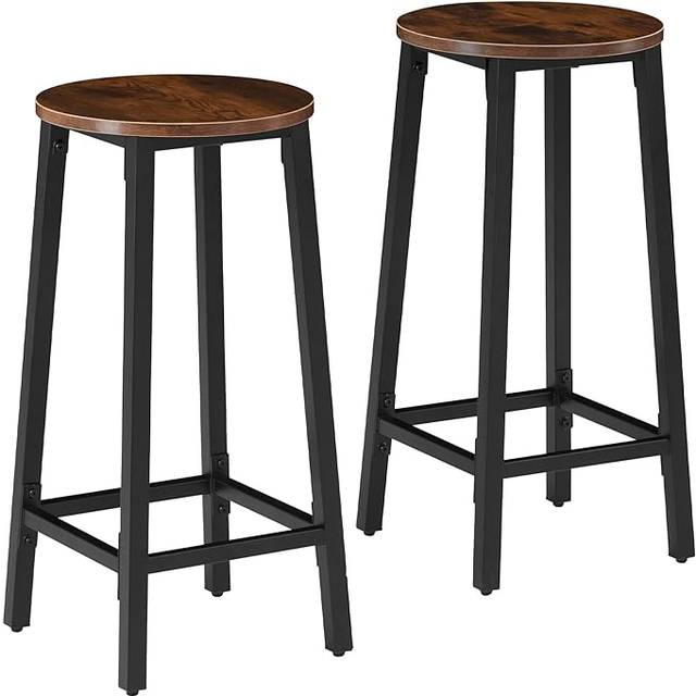 (Industrial wood dark, rustic) 2 Bar stools Corby