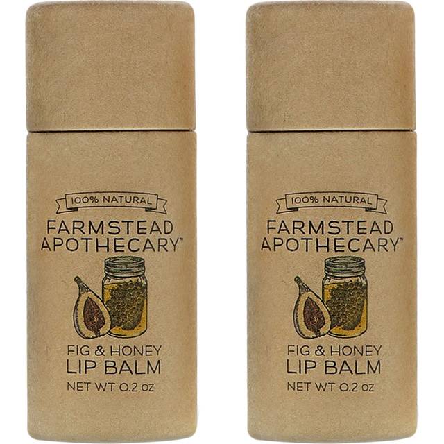 Farmstead Apothecary 100% Natural Lip Balm with Organic Beeswax  Organic Shea Butter & Organic Coconut Oil  Fig & Honey 0.2oz (Pack of 2)