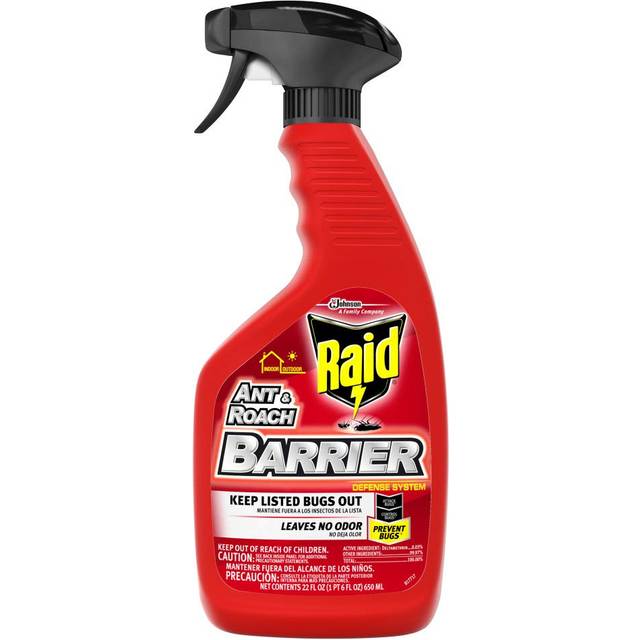 Raid Ant & Roach Barrier Spray  Keep Listed Bugs Out  For Indoor & Outdoor Use  Leaves No Odor  22 oz