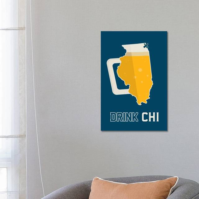 Drink CHI - Chicago Beer Print by Benton Park Prints - Wrapped Canvas Print (66.04 cm H x 45.72 cm W x 3.175 cm D)