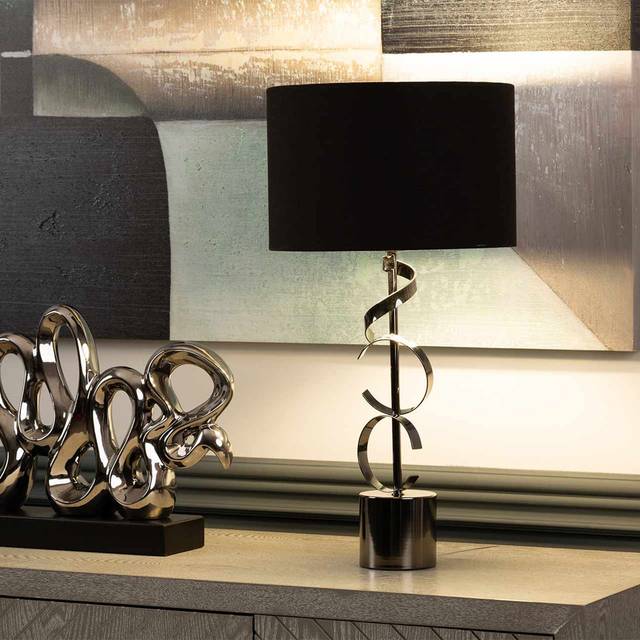 Table Lamp with Metal Base For Bedroom Furniture, Bedside Buffet Lamp with Linen Shade - Black (51cm H X 26cm W X 26cm D)