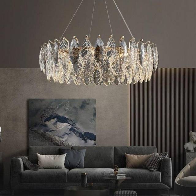 Lilac Elegant Designer Crystal Chandelier in , 6 - Polished Gold (25cm H X 60cm W X 60cm D)