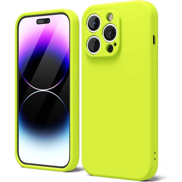 oakxco for iPhone 14 Pro Max Phone Case Liquid Silicone Fluorescent Bright Solid Color  Cute Thin Slim Soft Rubber TPU Plain Smooth Gel Matte Protecti