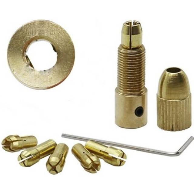 7 PCS/Set Brass 0.5-3mm Small Electric Drill Bit Collet Micro Twist 5.05mm Drill Chuck Set with Wrench