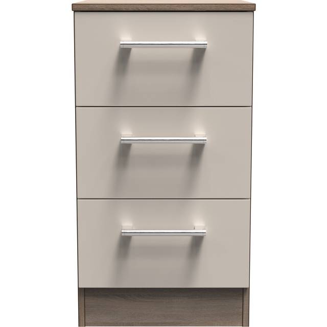Stamford Ready Assembled Bedside Table with 3 Drawers - Kashmir Matt / Darkolino - Welcome Furniture | TJ Hughes