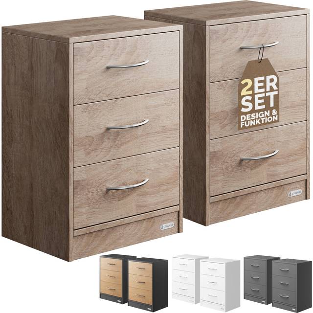 Bedside table Eloise Oak set of 2 54x39x28cm