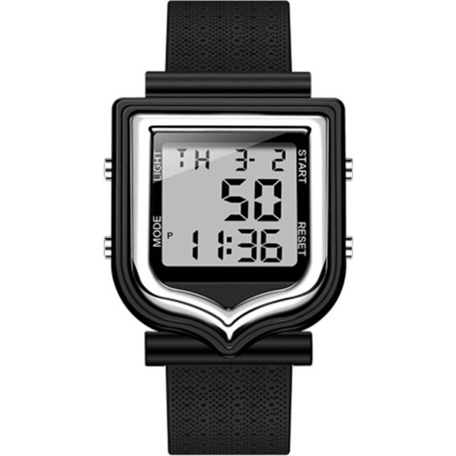 388 Fashionable Square Outdoor Sports Leisure Watch Men'S And Women'S Multi-Functional Waterproof Luminous Electronic(Silvery)