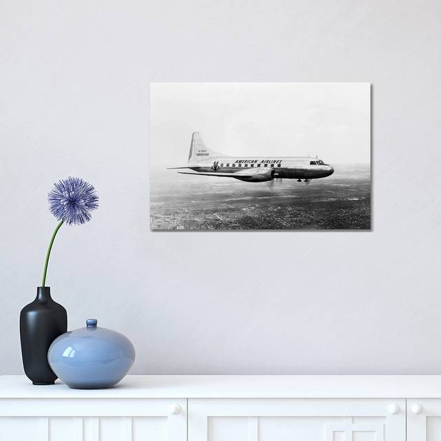 1940s-1950s American Airlines Convair Flagship Propeller Aircraft in Flight by Vintage Images - Wrapped Canvas Art Prints (30.48 cm H  x 45.72 cm W)