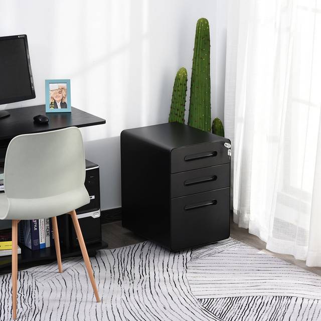 Uwharrie 3 Drawer Filing Cabinet - Black (59cm H X 39cm W X 48cm D)