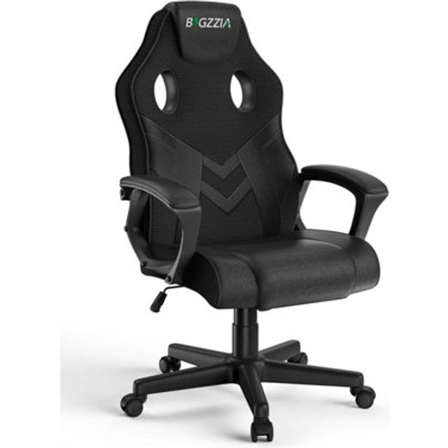 PU Leather Gaming Chair with Headrest, Adjustable Height, and 360° Swivel for Office Gamer - Black - One Size