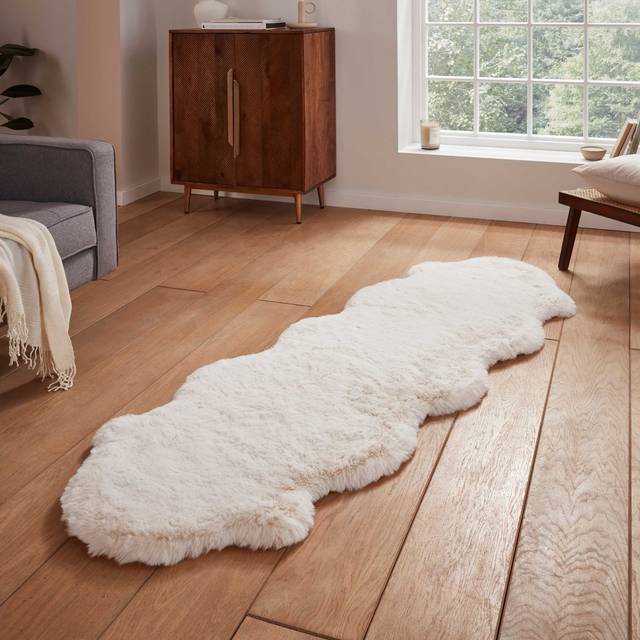 Think Rugs Super Teddy Ivory Rectangle 060 x 090cm Polyester Plain Shaggy Single Sheepskin, Cream