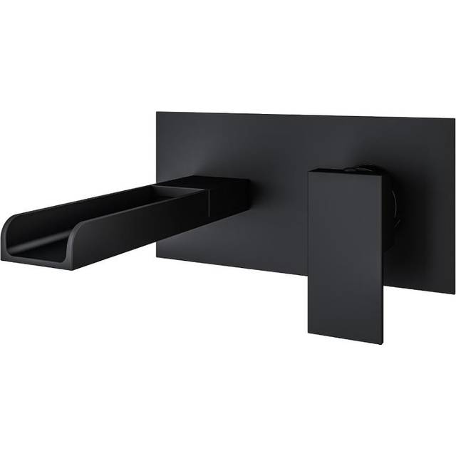 Angle Waterfall Wall Mounted Basin Filler Tap - Black - One Size