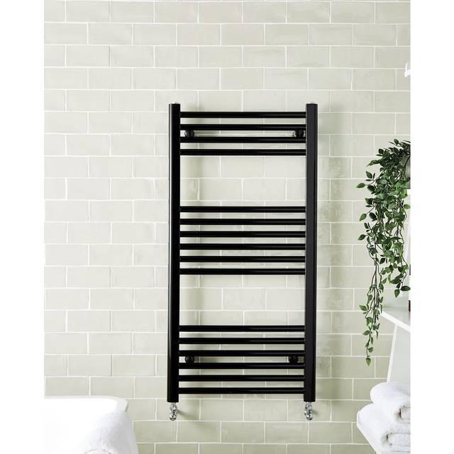 K-Rad Vertical Straight Towel Rail Black 120cm H x 40cm W x 4cm D