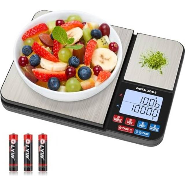 Kitchen Scale, [New Version] [10kg/0.01g] Dual Platform Slim Scale Stainless Steel, High Precision Food Scale with LCD Display, PCS Features, Tare for