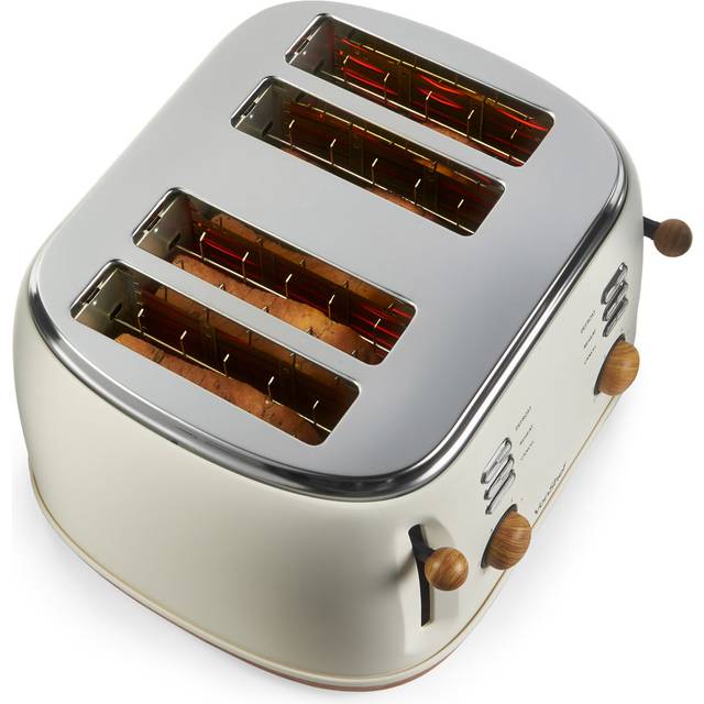 Vonshef Fika Cream & Wood 4 Slice Toaster, Grey