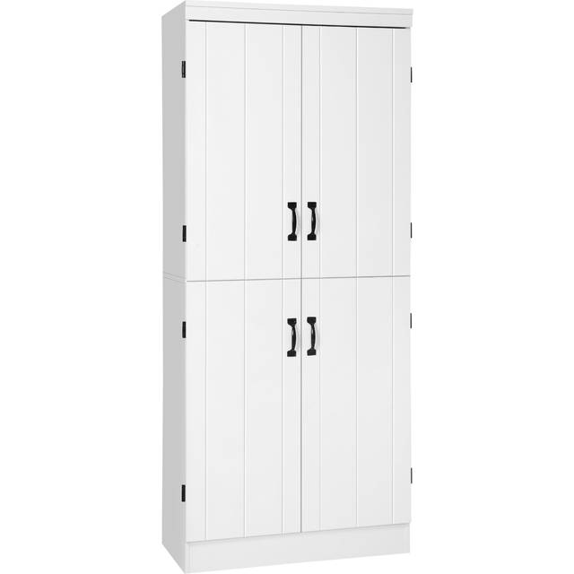 Manochoice - homcom Kitchen Cupboard Storage Cabinet w/ 4 Doors and Adjustable Shelves,White