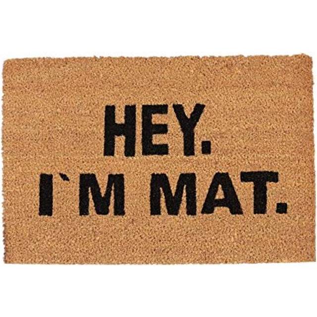 Relaxdays Doormat IM MAT, Coconut Fibres, Non-Slip Welcome Mat, In- and Outdoors, WxD: 60 x 40 cm, Natural/Black